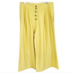 SEED HERITAGE Australia Textured Wide Leg Button Front Culotte Macaroon Yellow